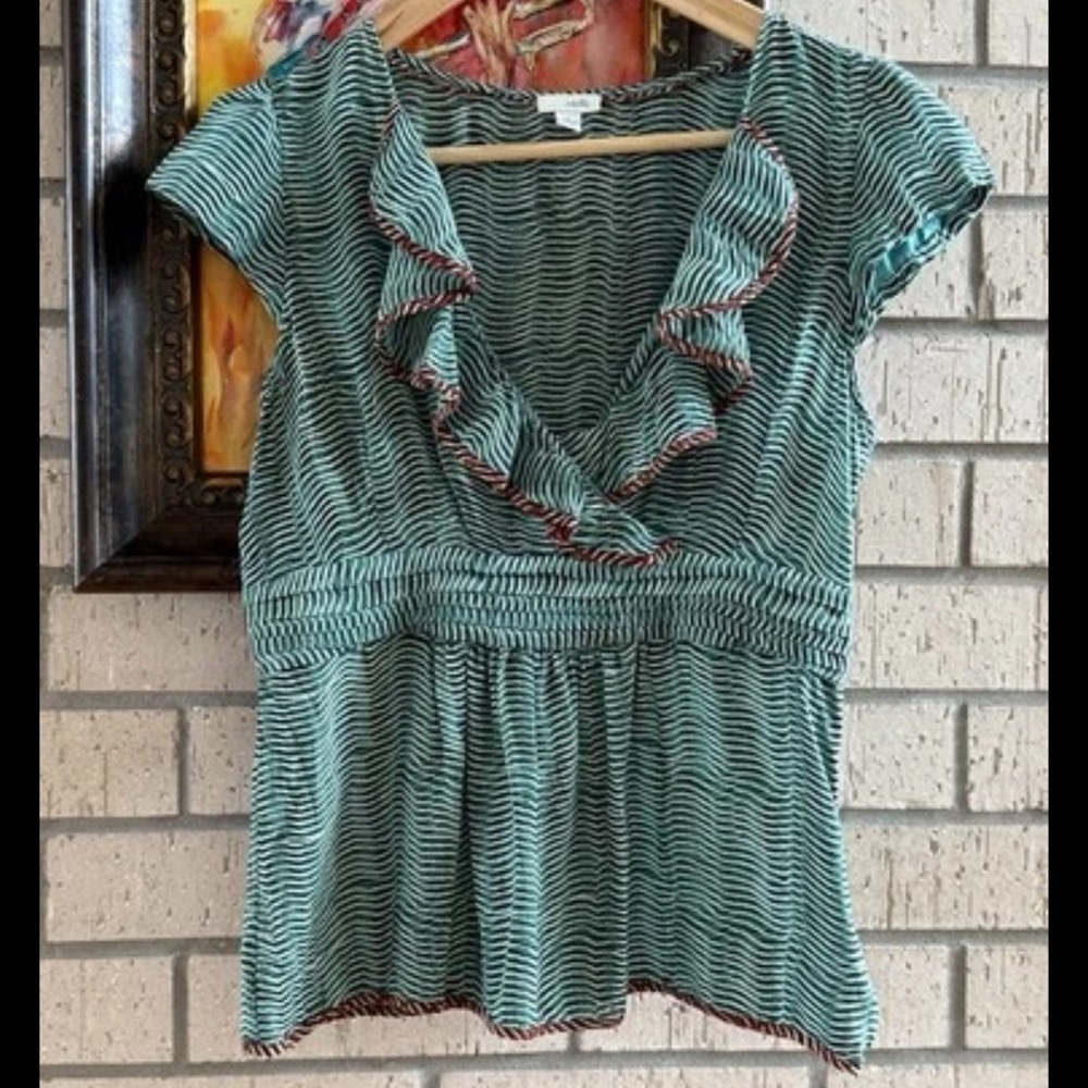 Antropologíe Odille Boho Peasant Ruffle Blouse Size 8